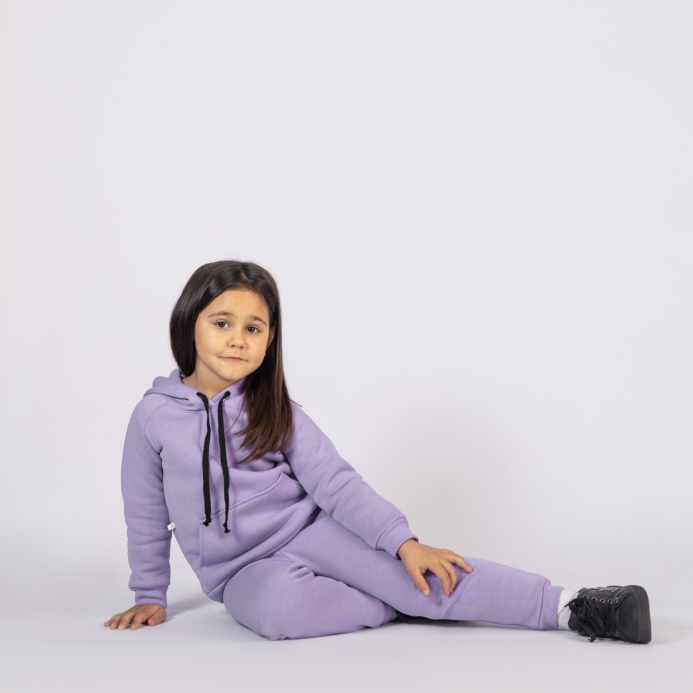 296-СР. Свитшот с капюшоном  + Штаны, хлопок 65%, 35% ПЭ, 3-х нитка (начес) сирень 98,104,110,116