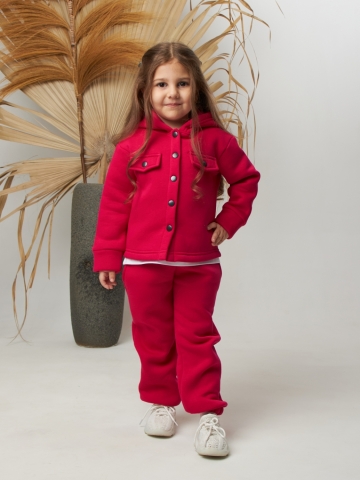 Купить оптом 333. Костюм детский (Брюки+Толстовка) на кнопках, фуксия, хлопок 65%, 35% ПЭ, 3-х нитка с  начесом 98,104,110,116 в Всеволожске