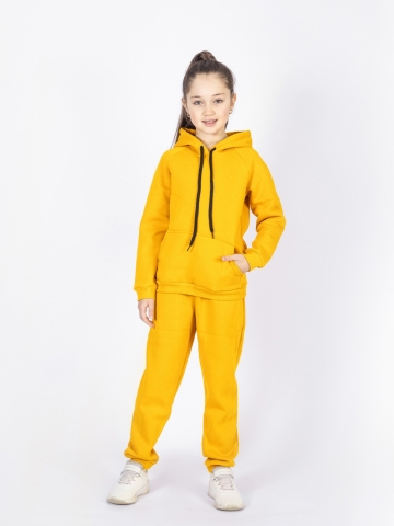 Купить оптом 296-А. Свитшот с капюшоном  + Штаны, хлопок 65%, 35% ПЭ, 3-х нитка (начес) апельсин 80,86,92 в Всеволожске