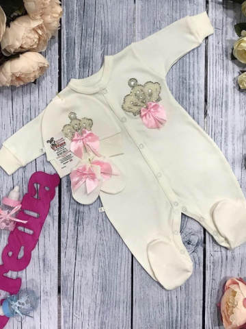 Купить оптом 125. Комбинезон с шапкой и царапками,100% хлопок интерлок в Всеволожске