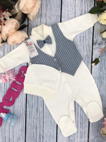 Купить оптом 224-Г. Комбинезон, хлопок 100% интерлок, "Жилет новый" голубая полоса в Всеволожске