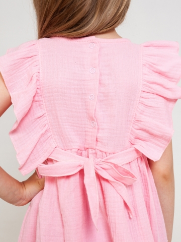 322-Р. Платье из муслина детское, хлопок 100% розовый, р. 74,80,86,92