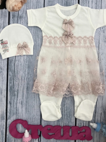 Купить оптом 284-П. Комбинезон с шапкой, (бабочка), пудра хлопок 100% кулирка 56,62 в Всеволожске